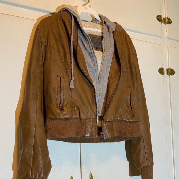 Ci Sono Hooded Cropped Faux Leather Jacket - Picture 5 of 16